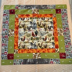 Farm Life Rooster Quilt 48x37 throw blanket